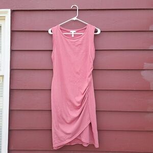 Salmon Rusched Stretchy Dress